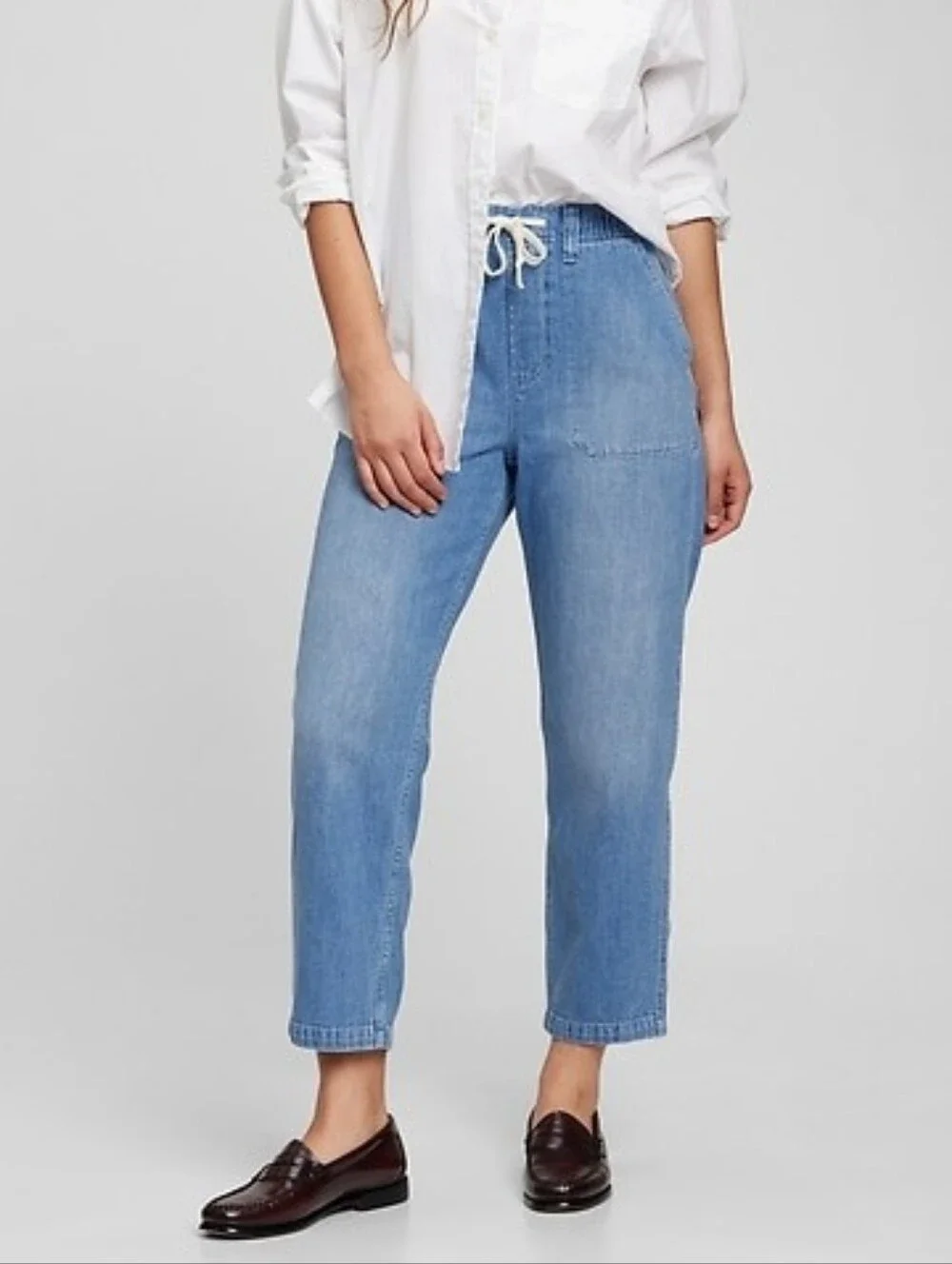 GAP Light Blue Lightweight Relaxed Drawstring Jeans Denim